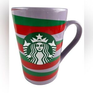 Starbucks 2020 Purple Red & Green Stripe 11 Ounce Coffee Cup Christmas Mug